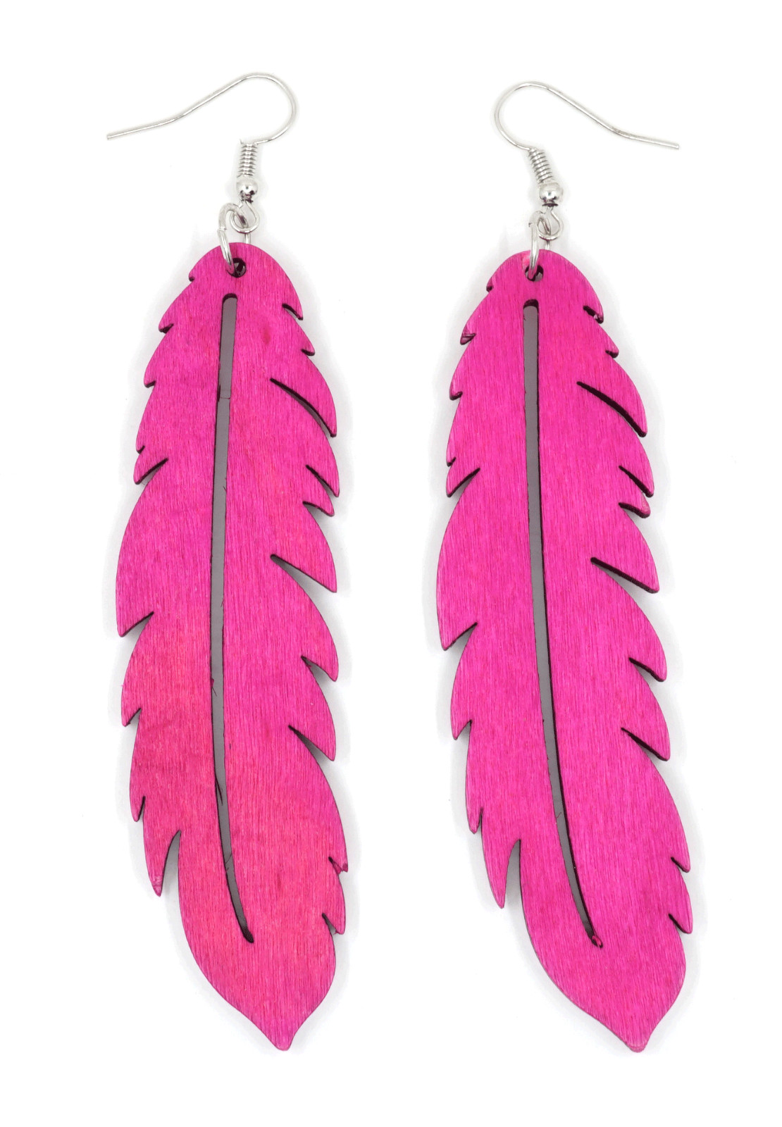 TB 4 inches Feather Shape Light Weight Women Fashion Jewelry Wooden Drop Earring