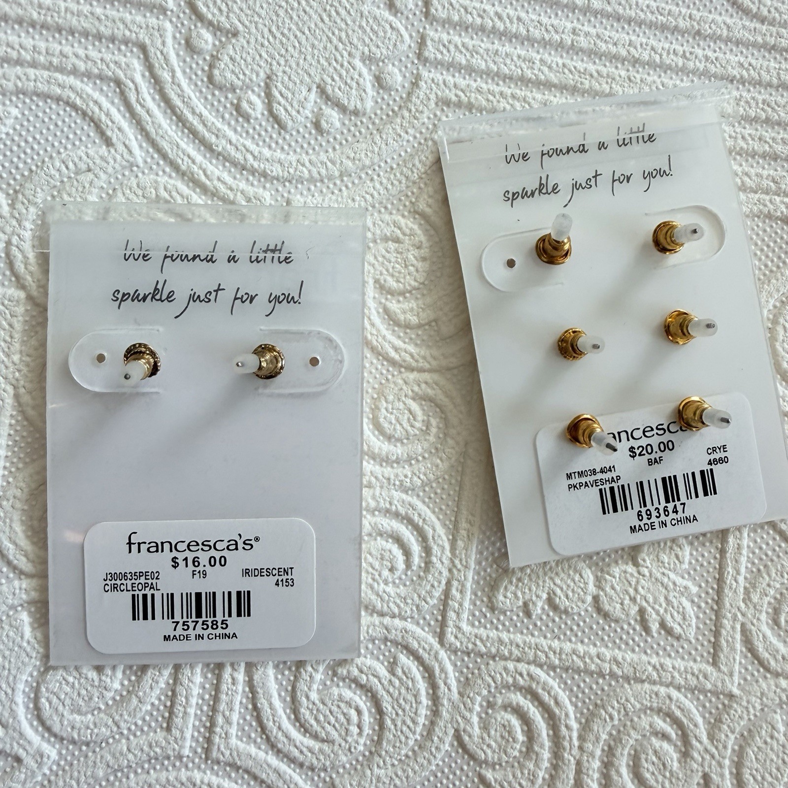 Francesca’s Stud Earrings Lot of 2 Sets ~ Great Gift Idea