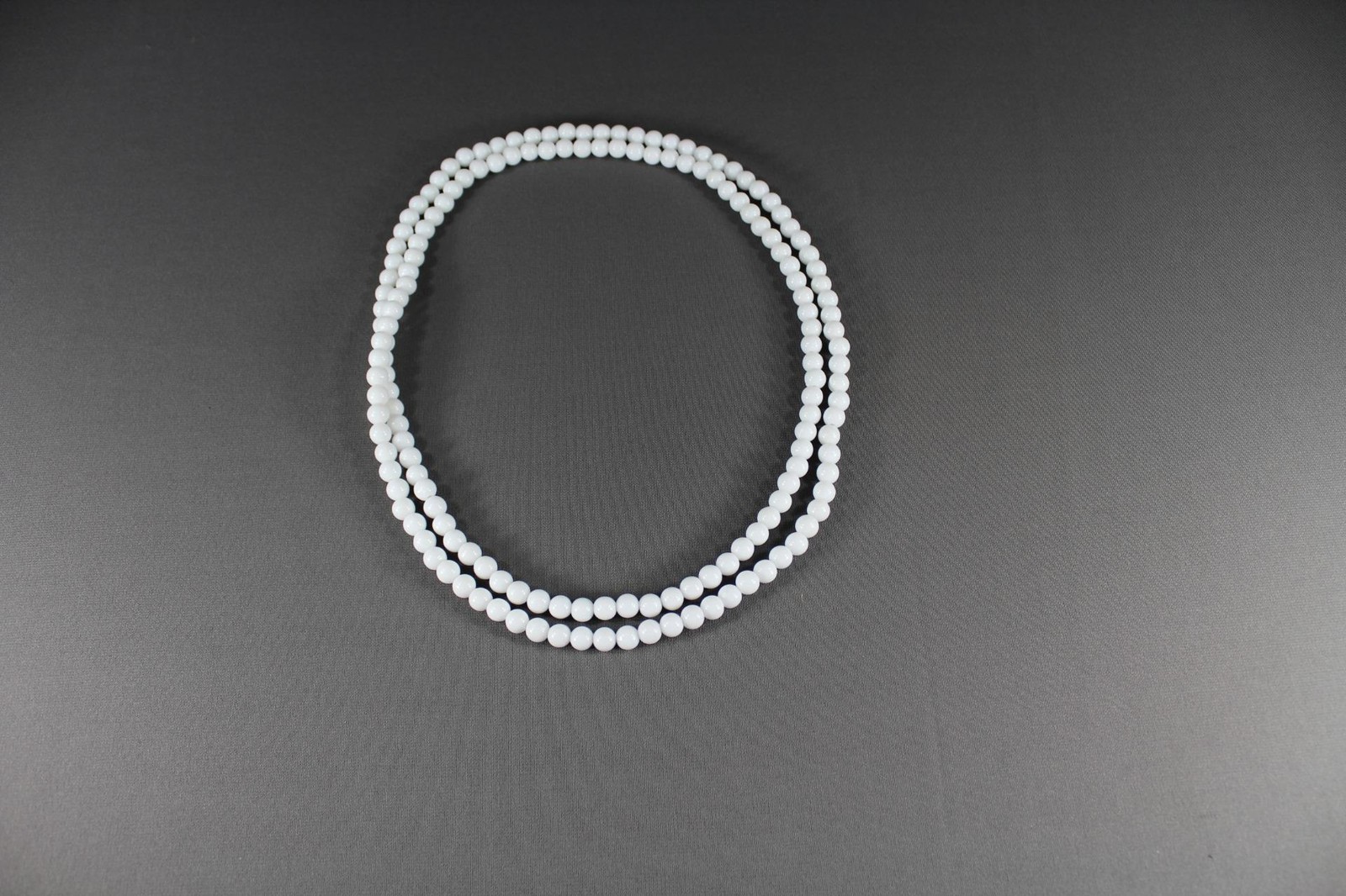 White super extra long bead 44″ necklace beaded wrap double look