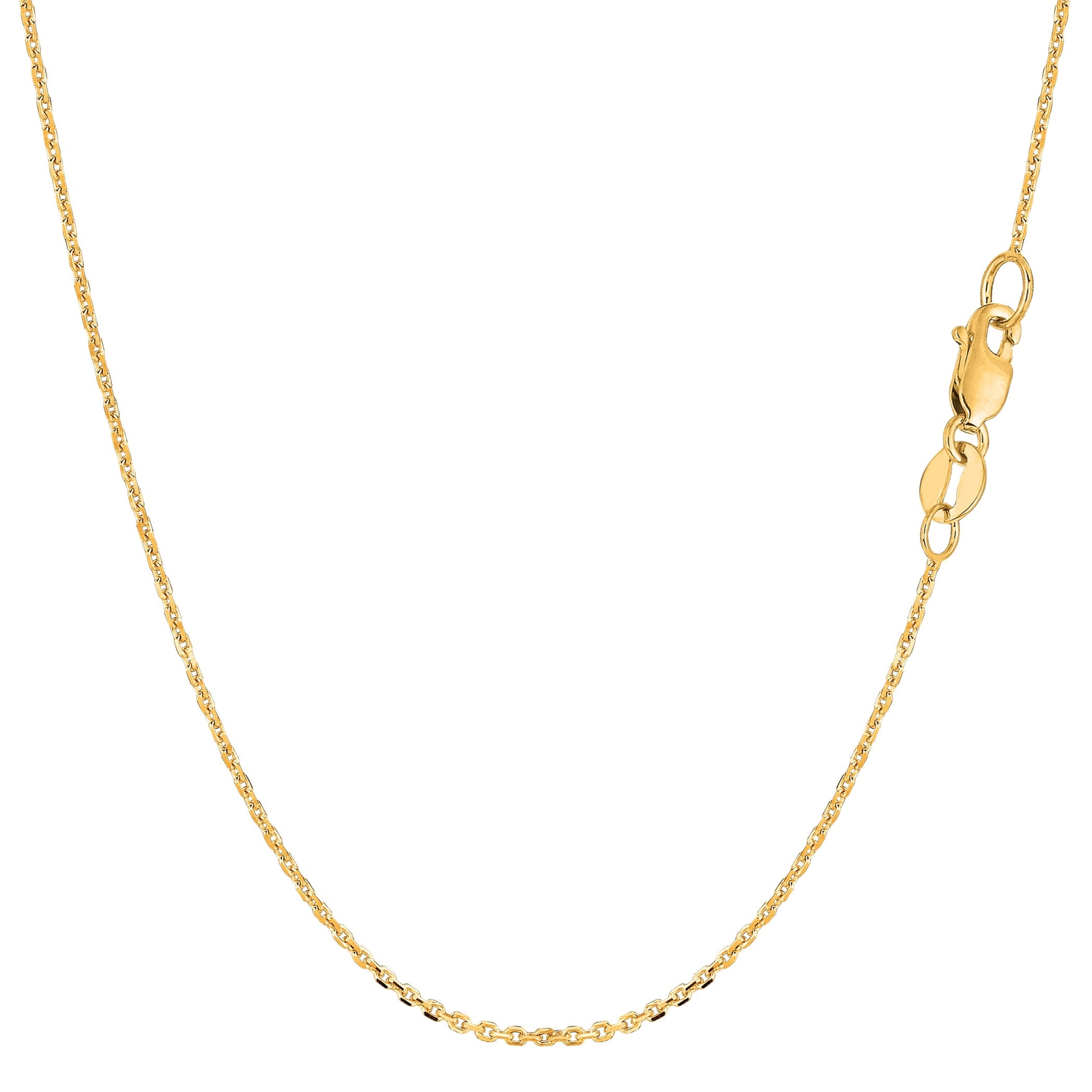 10k Yellow Real Gold Cable Link Chain Necklace, 1.1mm, 18″