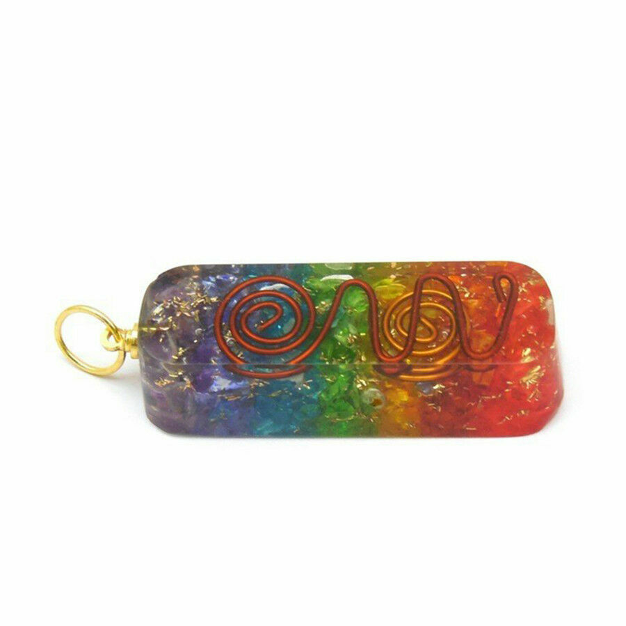 7 Chakra Orgone Energy Generator Pendant Copper Coil Orgonite Necklace HANDMADE