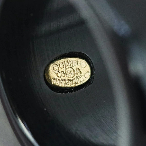 CHANEL Coco Mark Ring Logo Plastic Black Vintage Icon Camellia No.5 Women