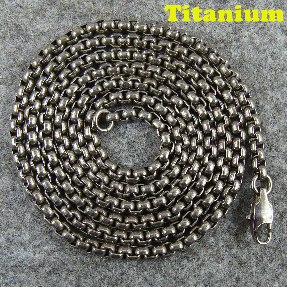 Pure Titanium Anti-allergy Necklace 3mm Ti O Shaped Chain, Length – 25.59″