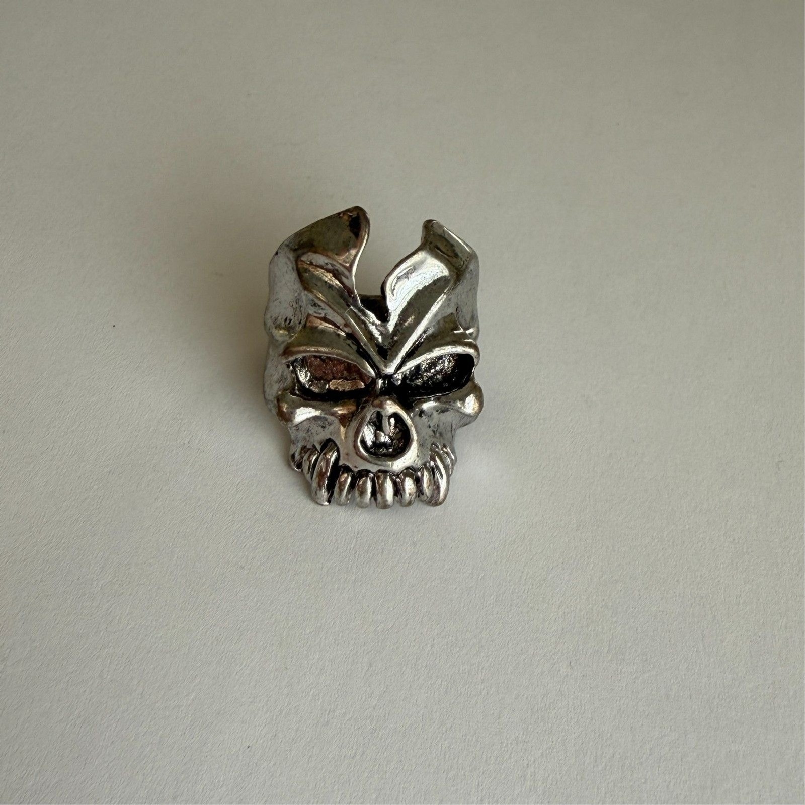 Fleur De Lis Skull Statement Ring Silver Tone Gothic Baroque Unisex Sz 8.75