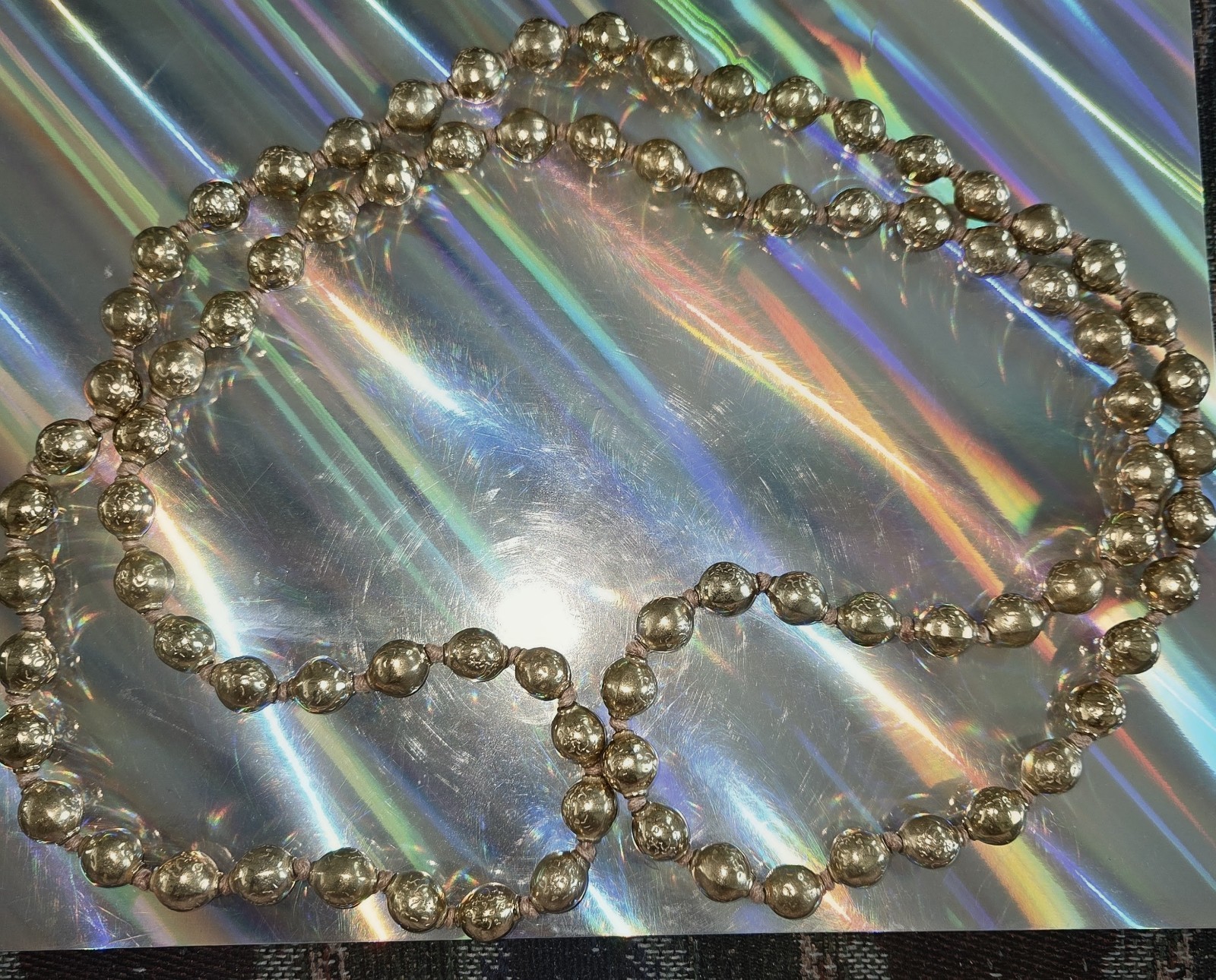 Gold Tone Metal Ball/Bead Chain Beaded Necklace 30″ Long, No Gemstones