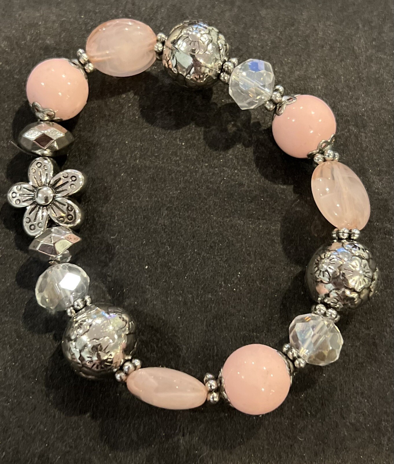 Pink & silver stretchy bracelet