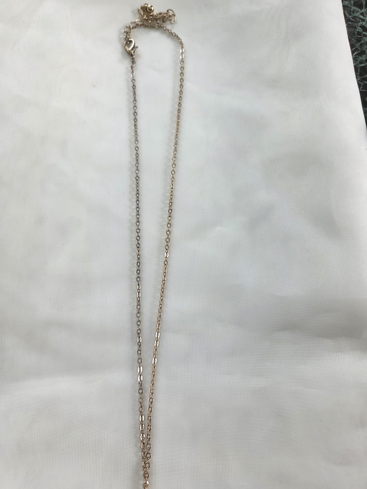 Gold Tone Layered Cable Chain Necklace Teardrop Pendant, Lobster, Adjustable