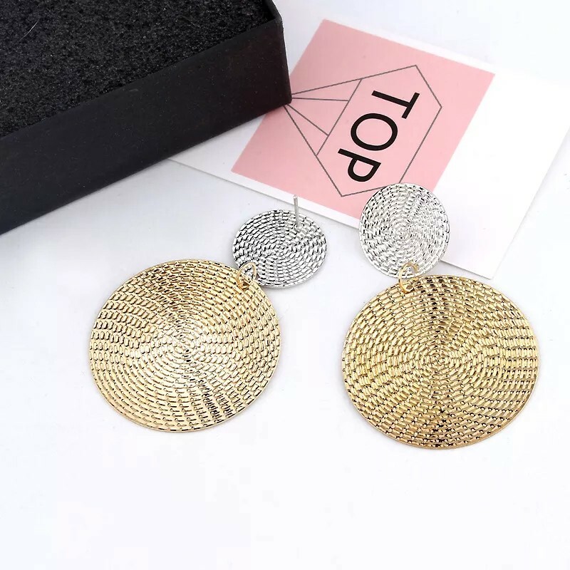 Fashion Pendant Size Round Circle Earrings Female Temperament Personality Color