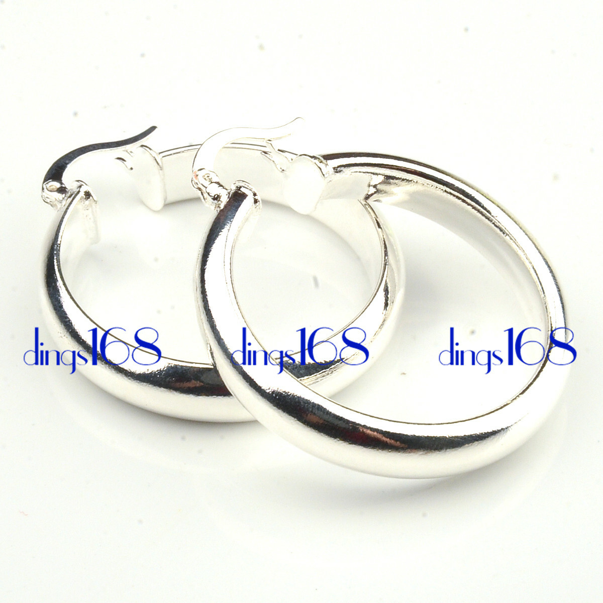 925 Sterling Silver Shiny 30mm Medium-Size 5mm Wide Flat Round Hoop Earrings HG2