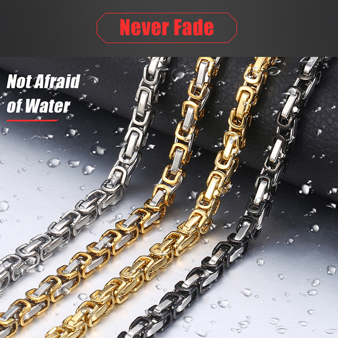 4/5/8mm Byzantine Chain Necklace For Men Stainless Steel Gold Silver Black Tone