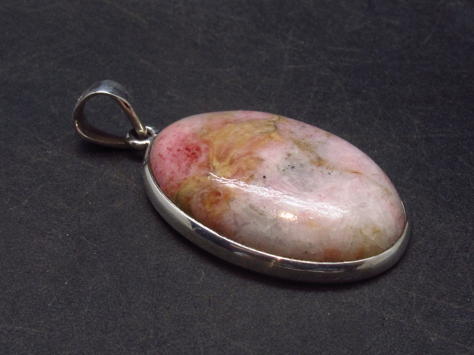 Rare Pink Tugtupite Sterling Silver Pendant From Greenland – 1.6″ – 7.3 Grams
