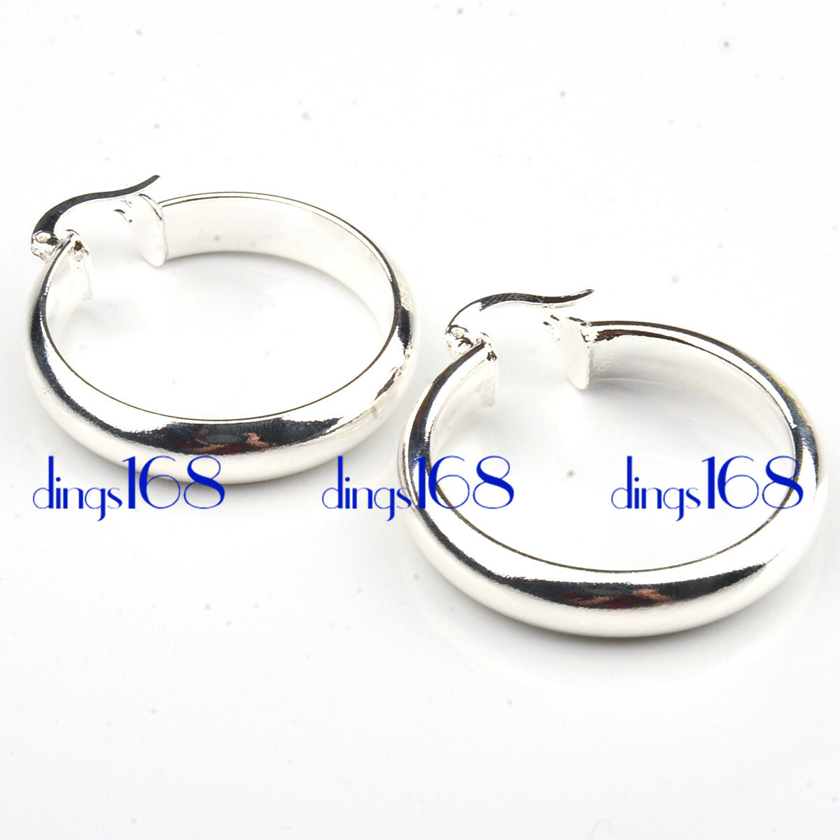 925 Sterling Silver Shiny 30mm Medium-Size 5mm Wide Flat Round Hoop Earrings HG2