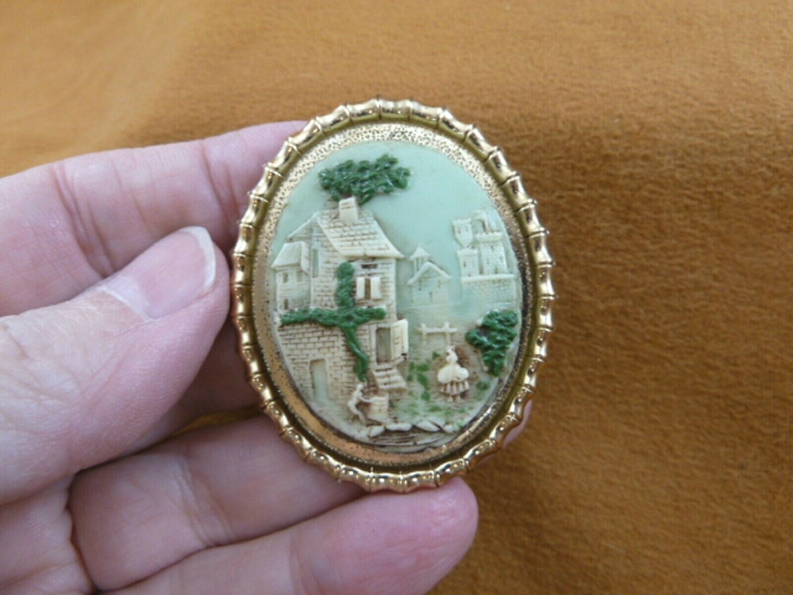 (CM58-47) Rebecca at the Well HOUSE CAMEO PIN Brooch pendant jewelry realtor