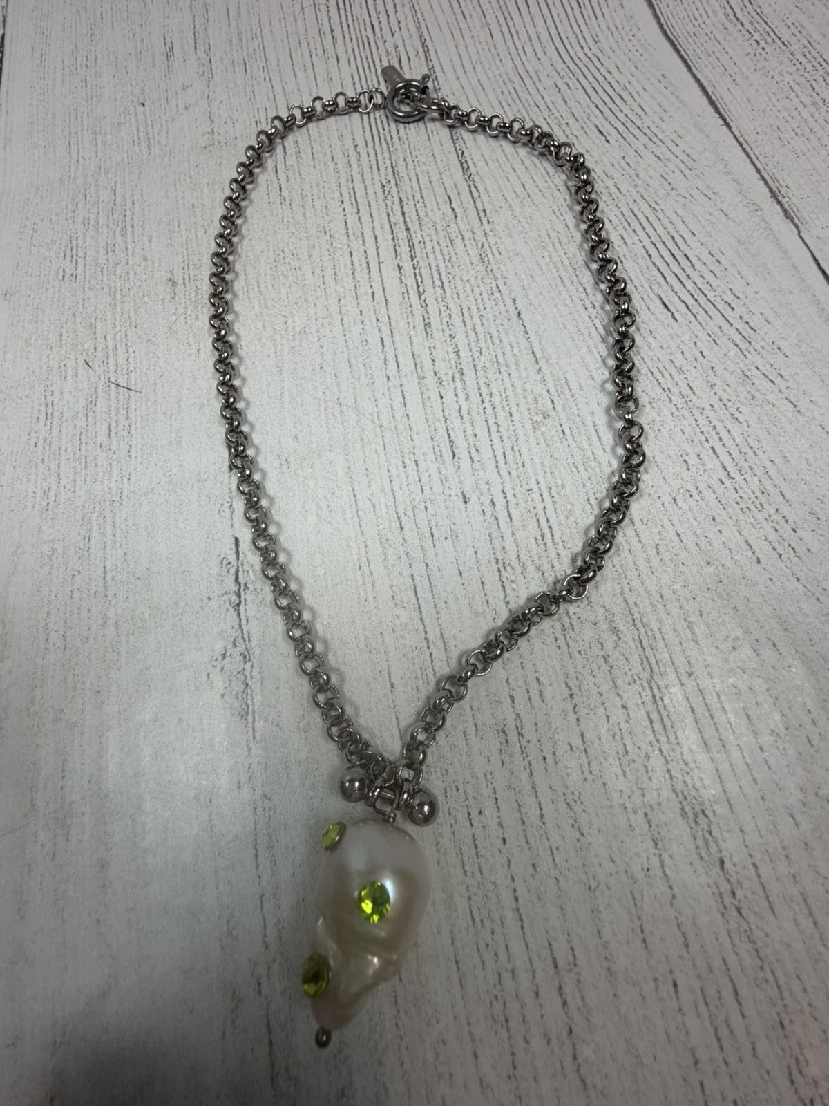Justine Clenquet “Joan” Necklace – Freshwater Pearl And Crystal Pendant/ France