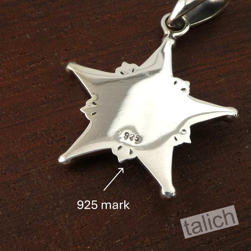 Shiny 925 Sterling Silver Five Pointed Star with Turquoise Small Charm Pendant