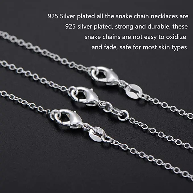925 Sterling Silver Chain Necklace 1mm Round O Chain Bulk Pendant Jewelry 30PCS