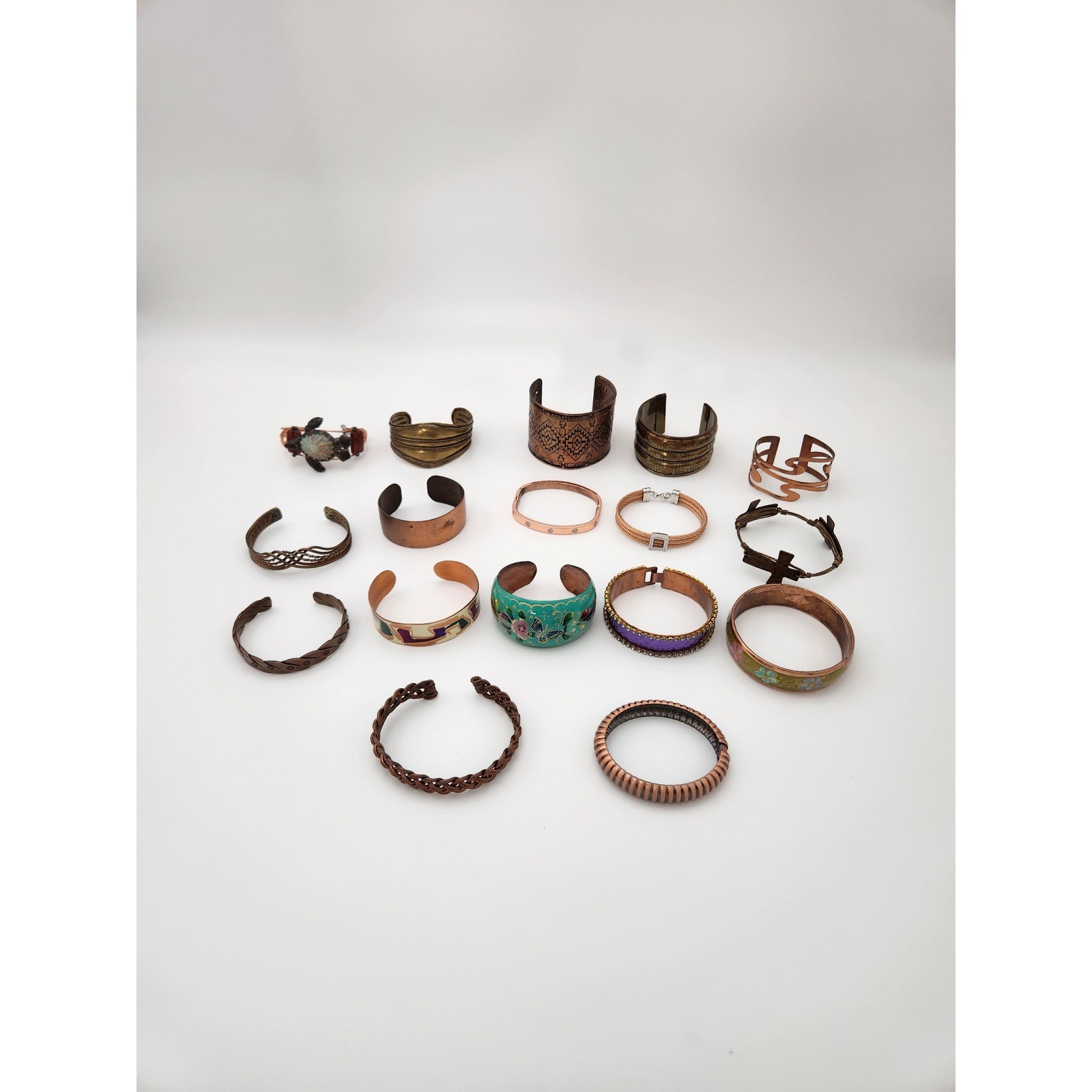 Unbranded Bracelet Lot Womens OS Mixed Copper Brass Enamel Boho Eclectic 16pc