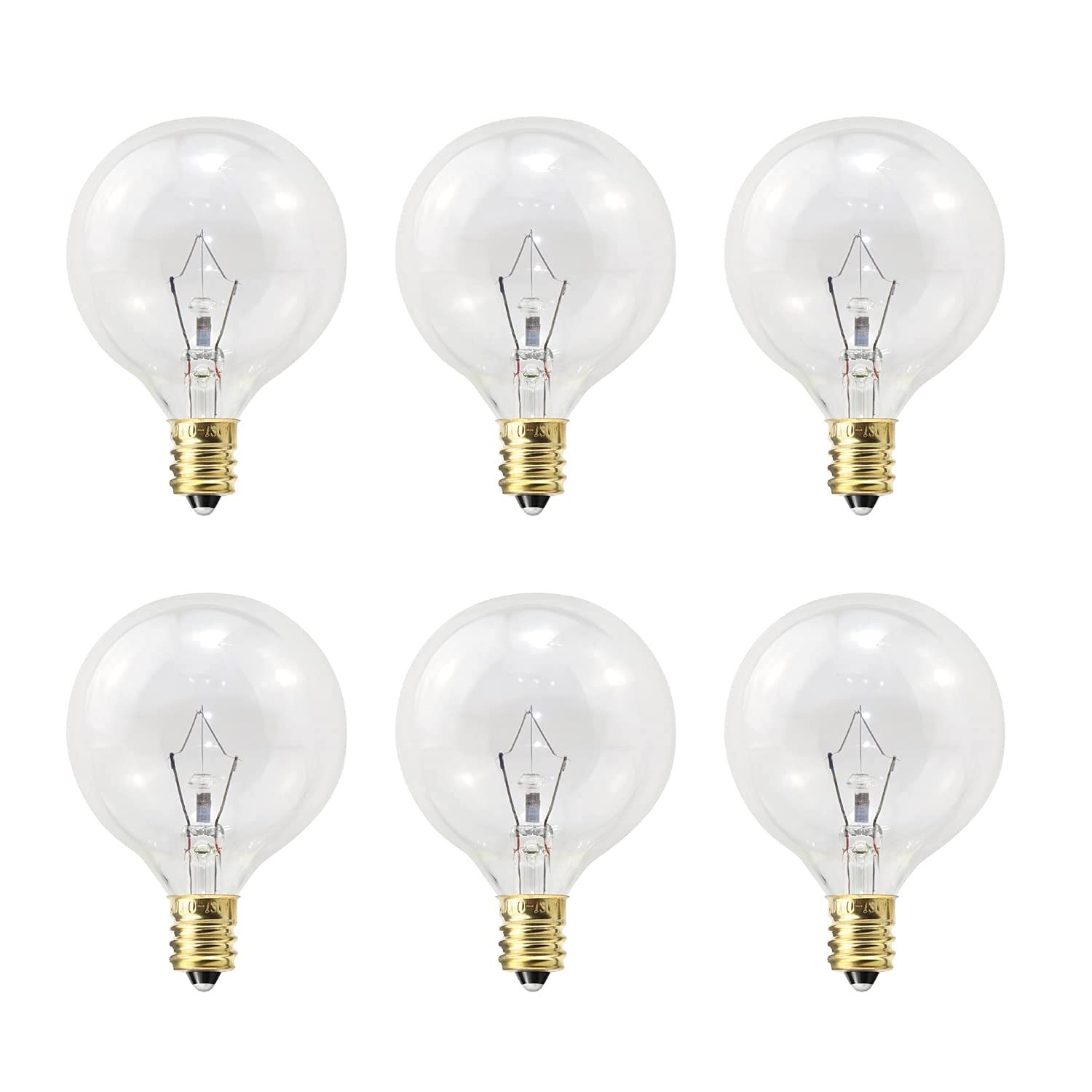 ETwinCoo Wax Warmer Light Bulbs, G50 25 Watt for 6 Count (Pack of 1), Clear