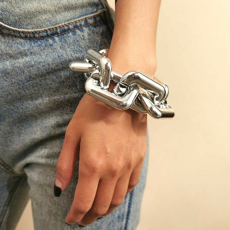 Chain Bracelet Hip Hop Punk Rock Chunky Exaggerated Geometric Square Thick Link