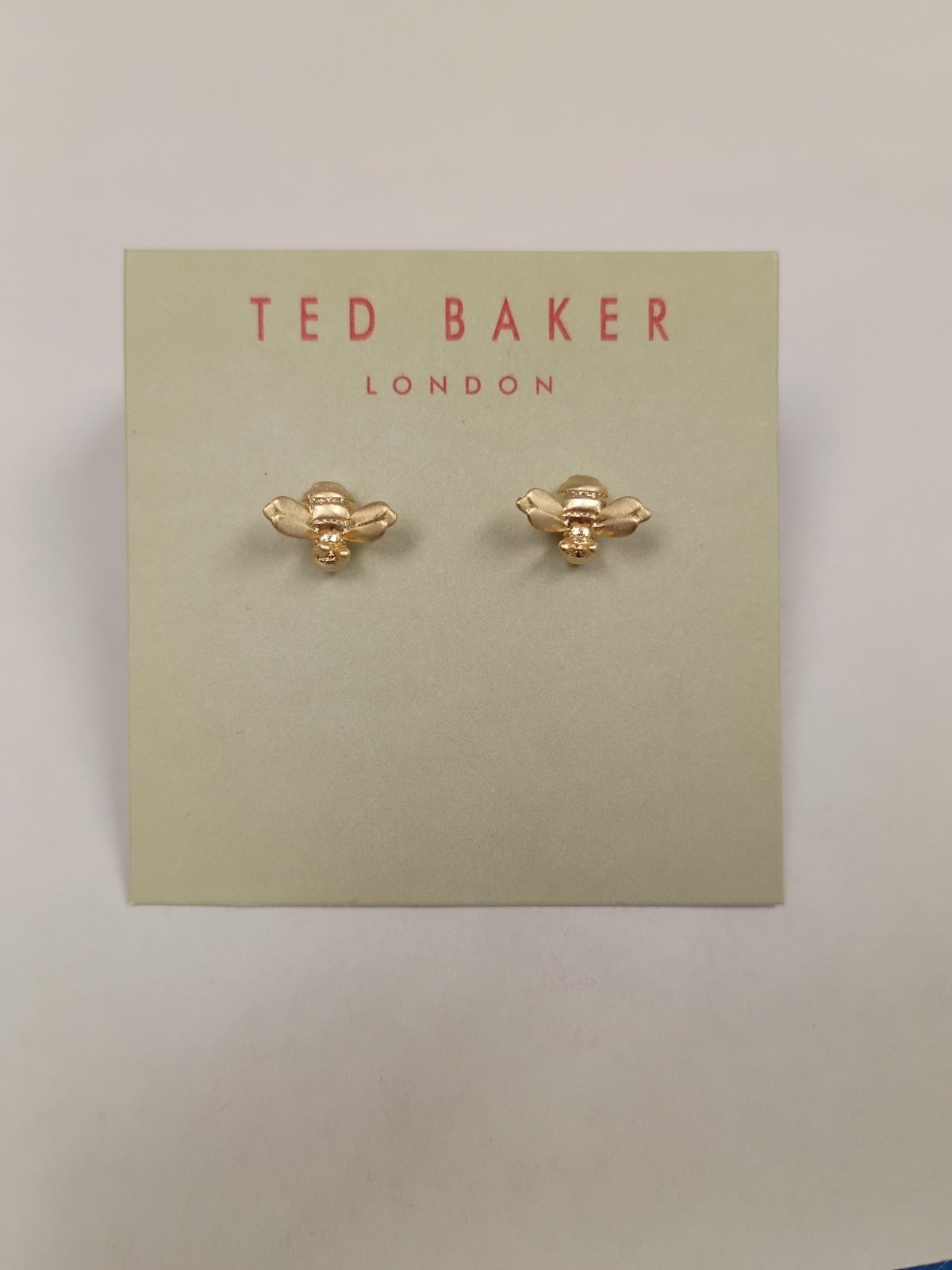 Ted Baker Gold Tone Bee Stud Earrings, Butterfly Closure, Animal & Insect Theme