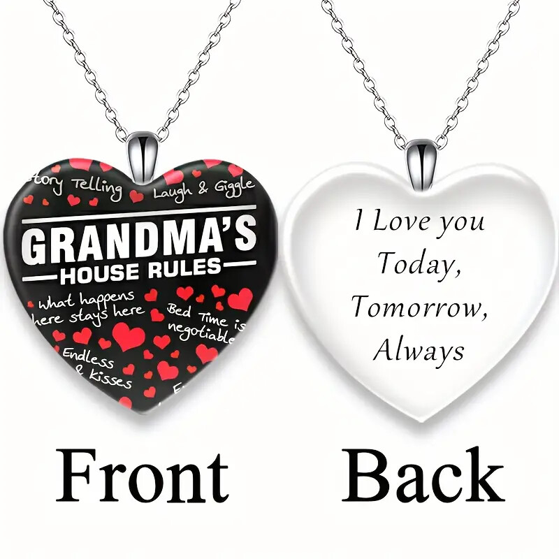 Heart Pendant Necklace Grandma’s House Rules