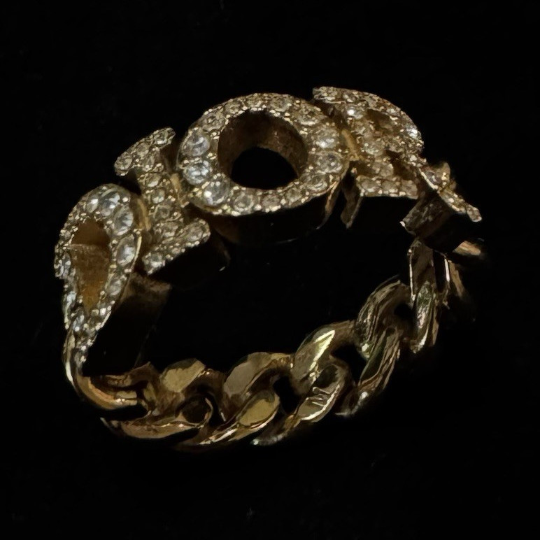 Dior Dio(r)evolution Ring (Size M) Gold-Finish Metal and Crystals