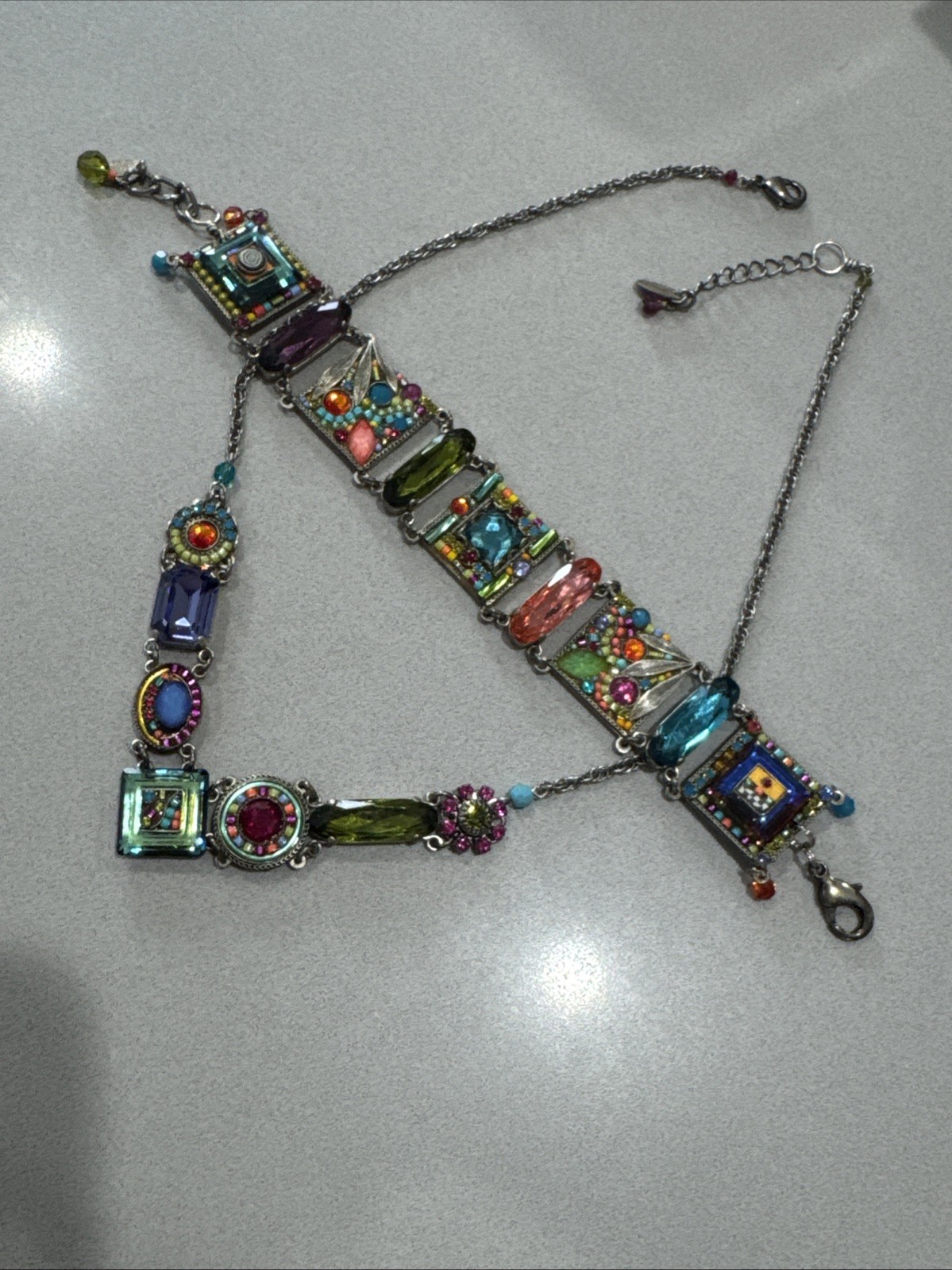 FIREFLY ~ Set: BRACELET & NECKLACE ~ LA DOLCE VITA ~ Mosaic Swarovski Multicolor