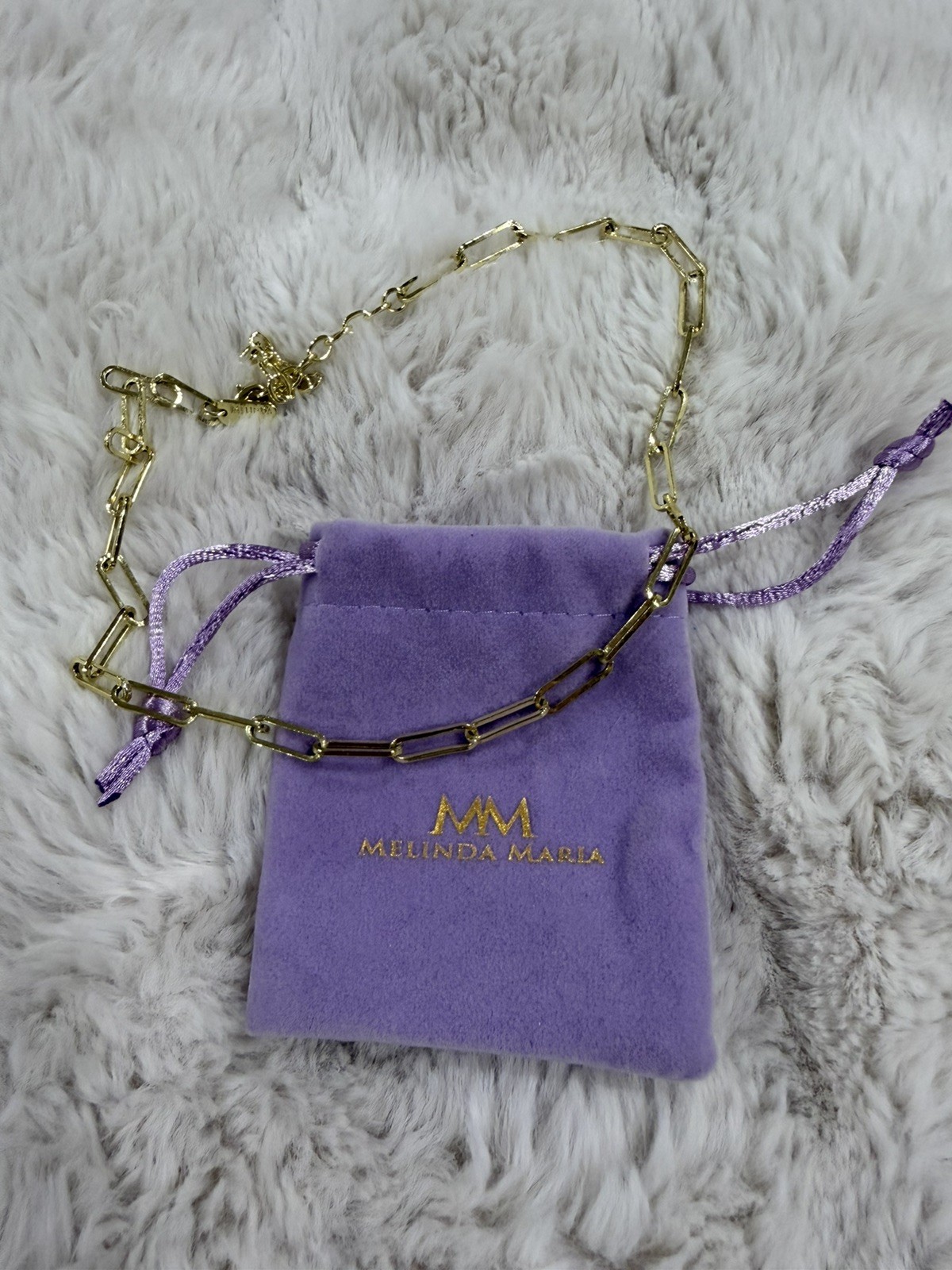 Melinda Maria Baby Samantha Paperclip Chain Necklace Silver NWT Dust Bag