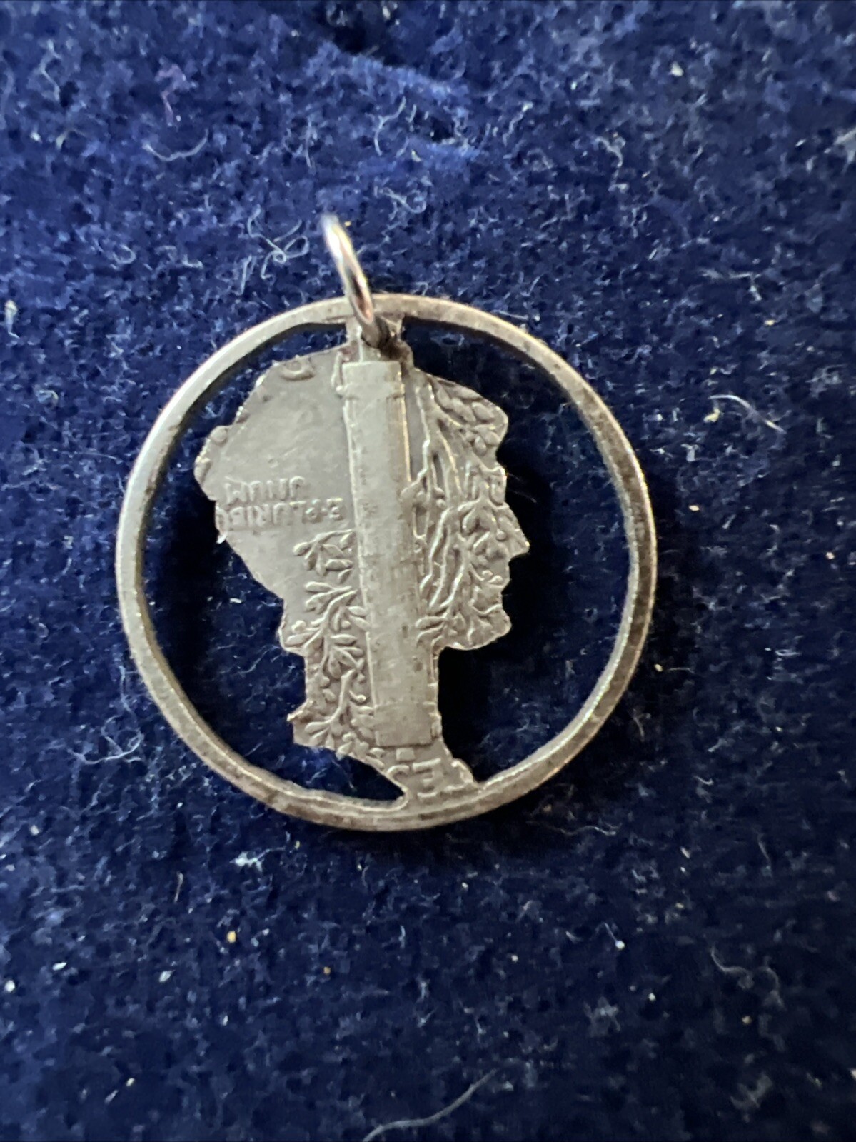 Vintage Sterling Silver- 1943 Mercury Silver Dime Cutout Charm
