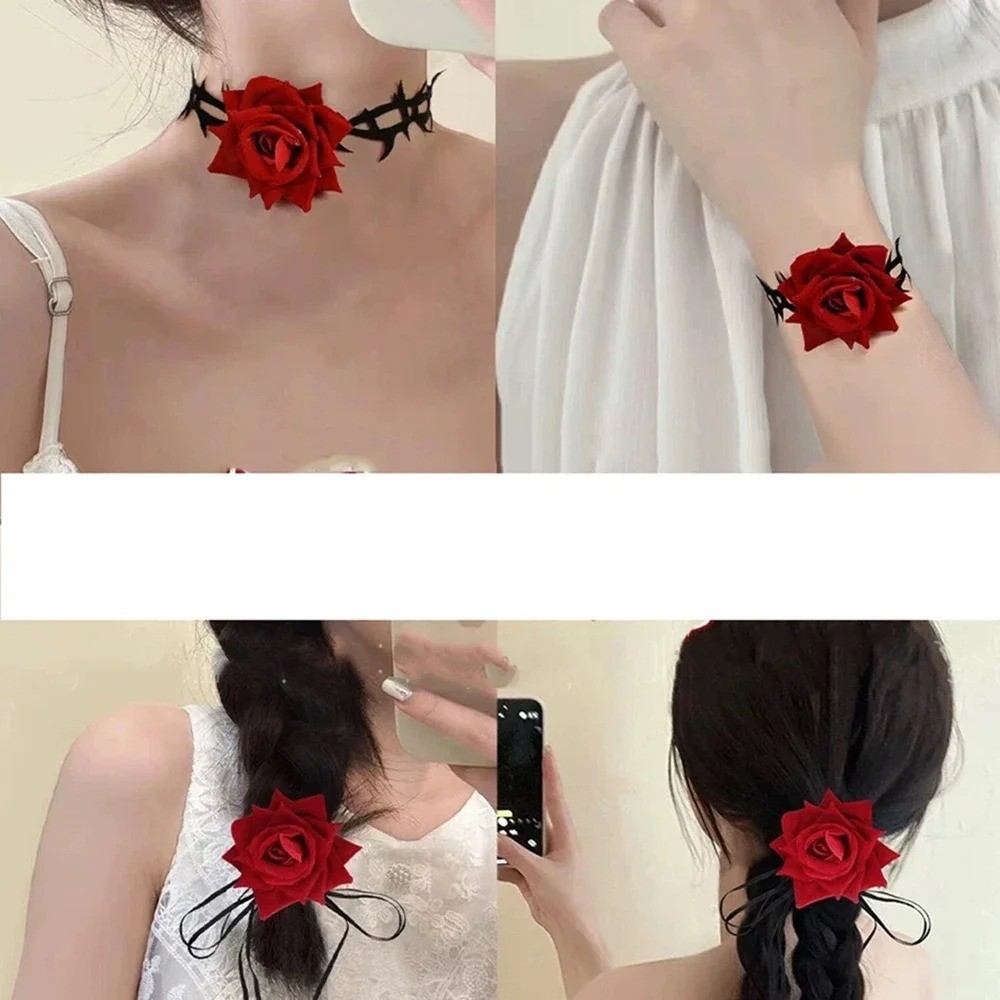 Thorn Choker – Gothic Style Rose Necklace for Women – Halloween Accessories
