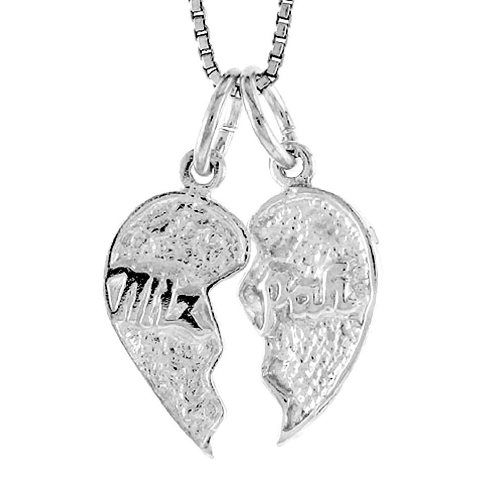 Sterling Silver Mizpah Heart Pendant / Charm, Italian Box Chain