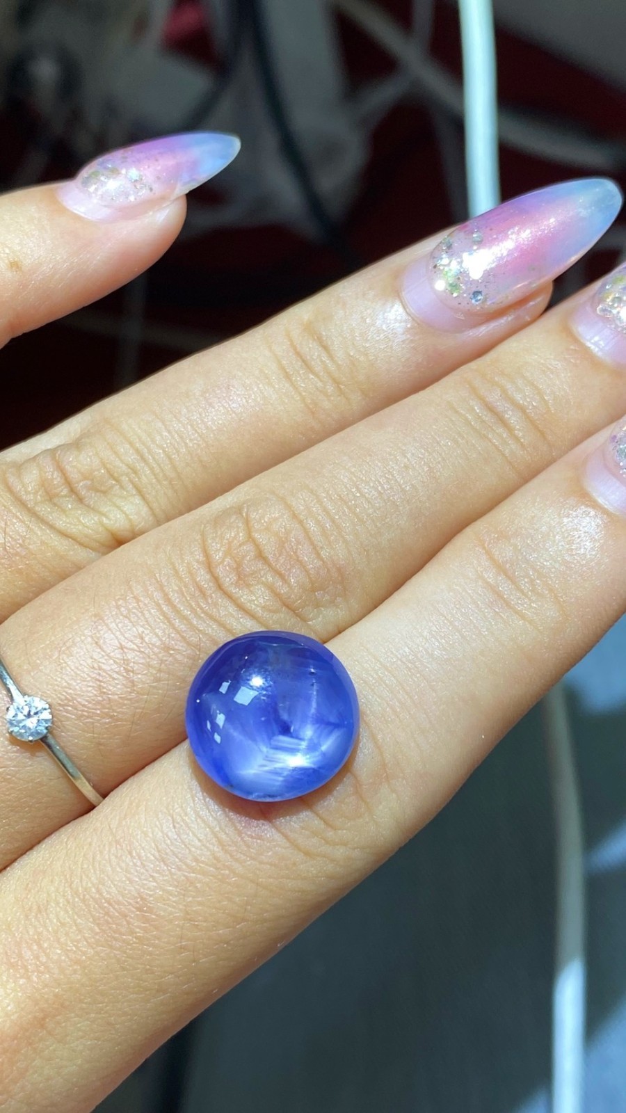 [jerseychou] Natural Star Sapphire 13.42 ct , Sri Lanka, No heat ,AIG