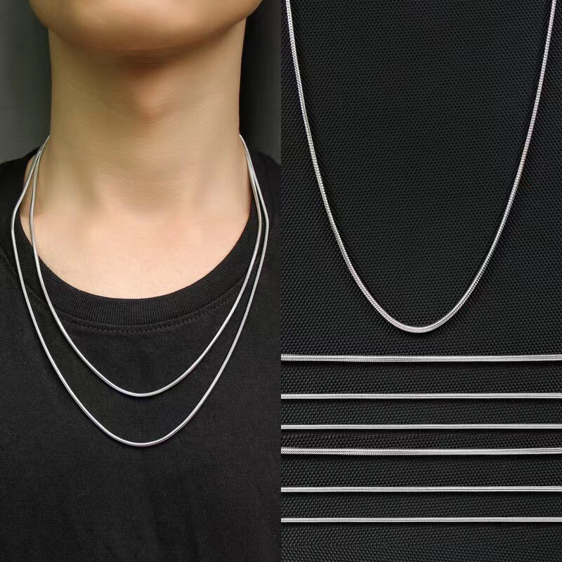 0.9-3.2mm 45-55cm Unisex Stainless Steel Round Snake Chain Necklace Waterproof
