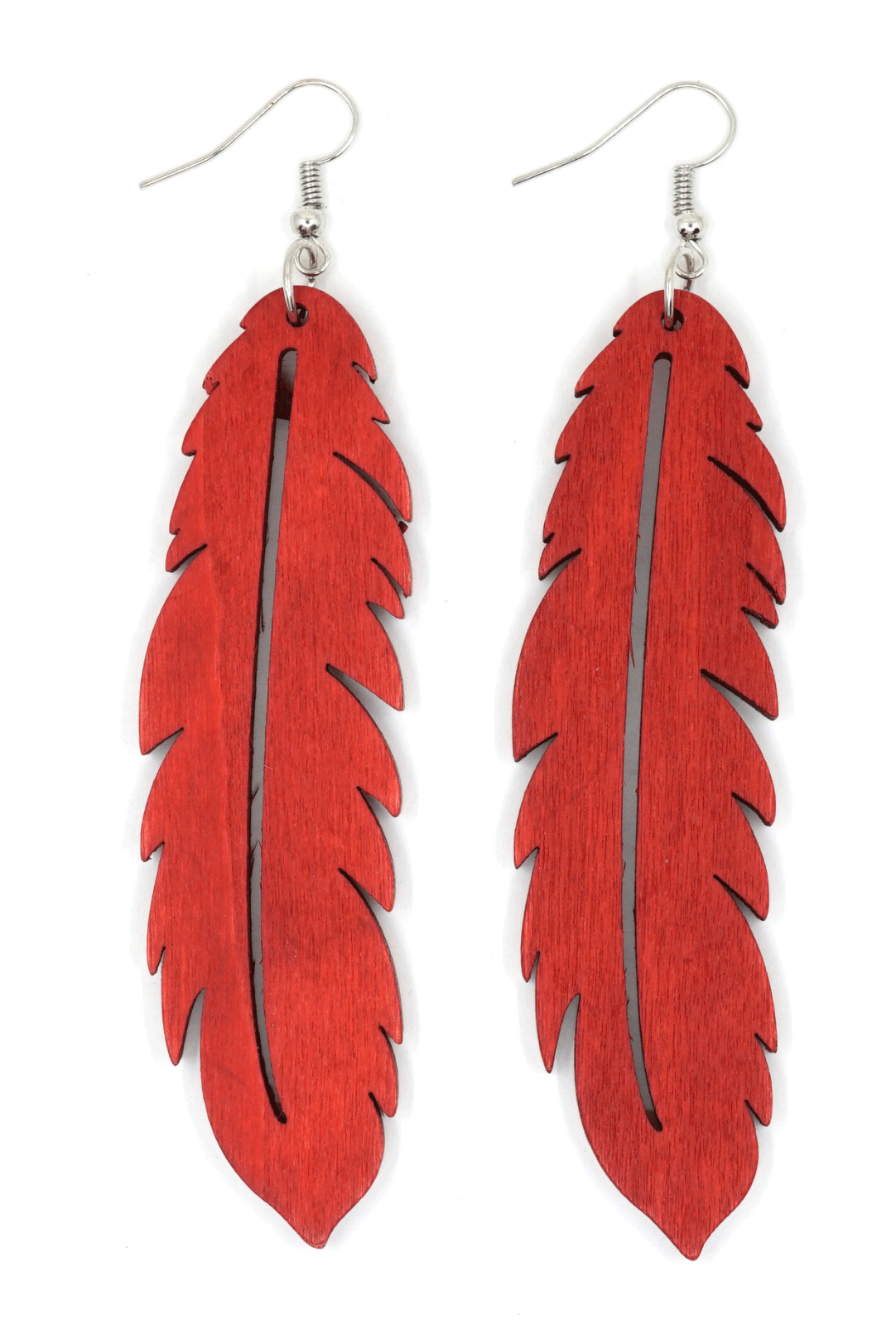 TB 4 inches Feather Shape Light Weight Women Fashion Jewelry Wooden Drop Earring