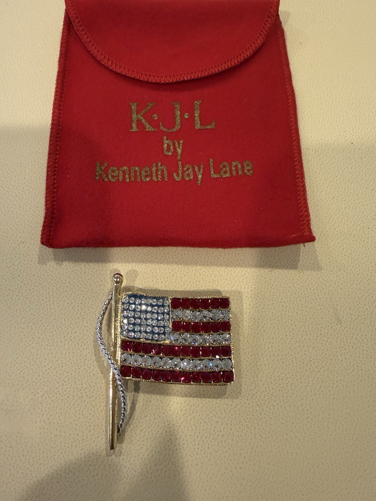 NEW Kenneth J Lane American Flag Pin (Angie Dickinson collection)