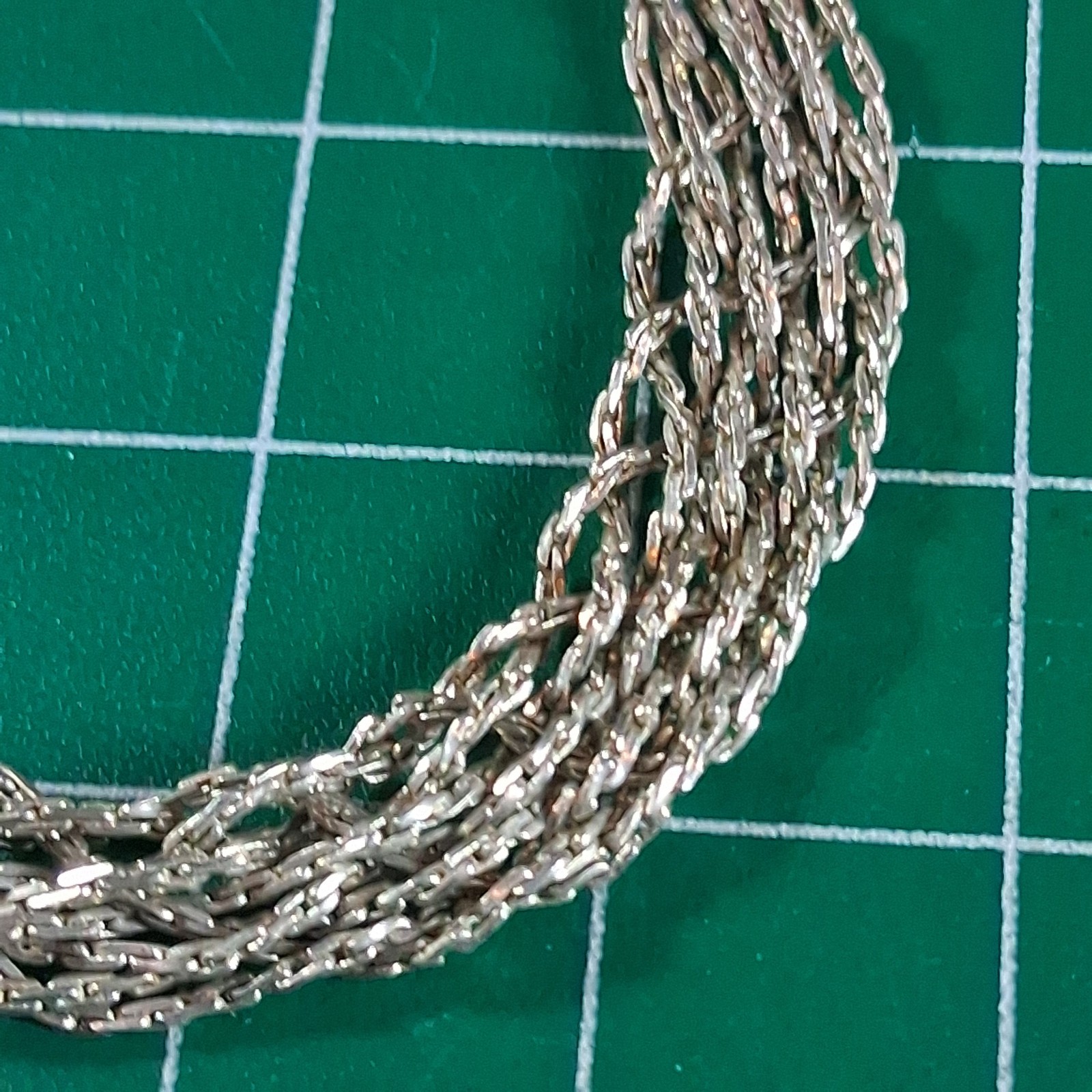 Vintage Silver Tone Braided Chains Flat Band Fold Over Clasp Bracelet