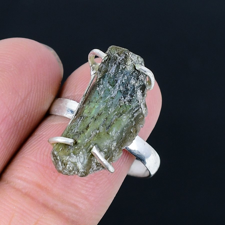 Labradorite Rough 925 Silver Plated Handmade Ring of US Size 10