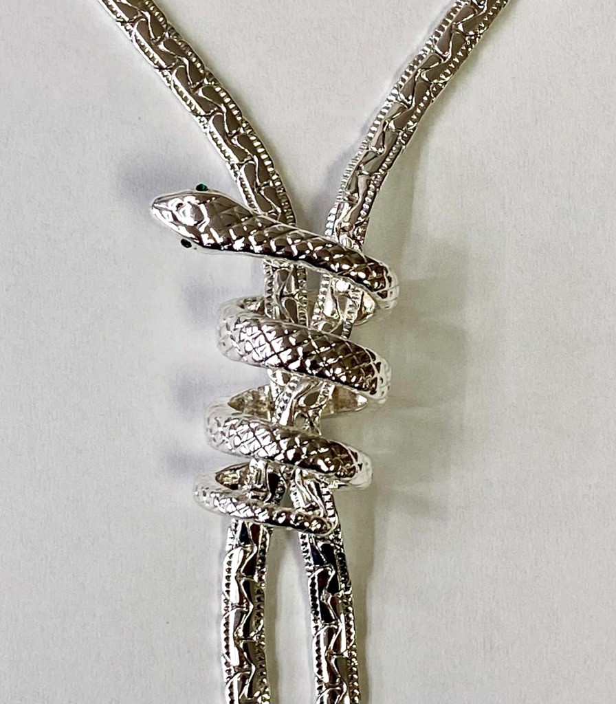 QVC Attitudes by Renee Silver Tone Lariat Snake Necklace 16″