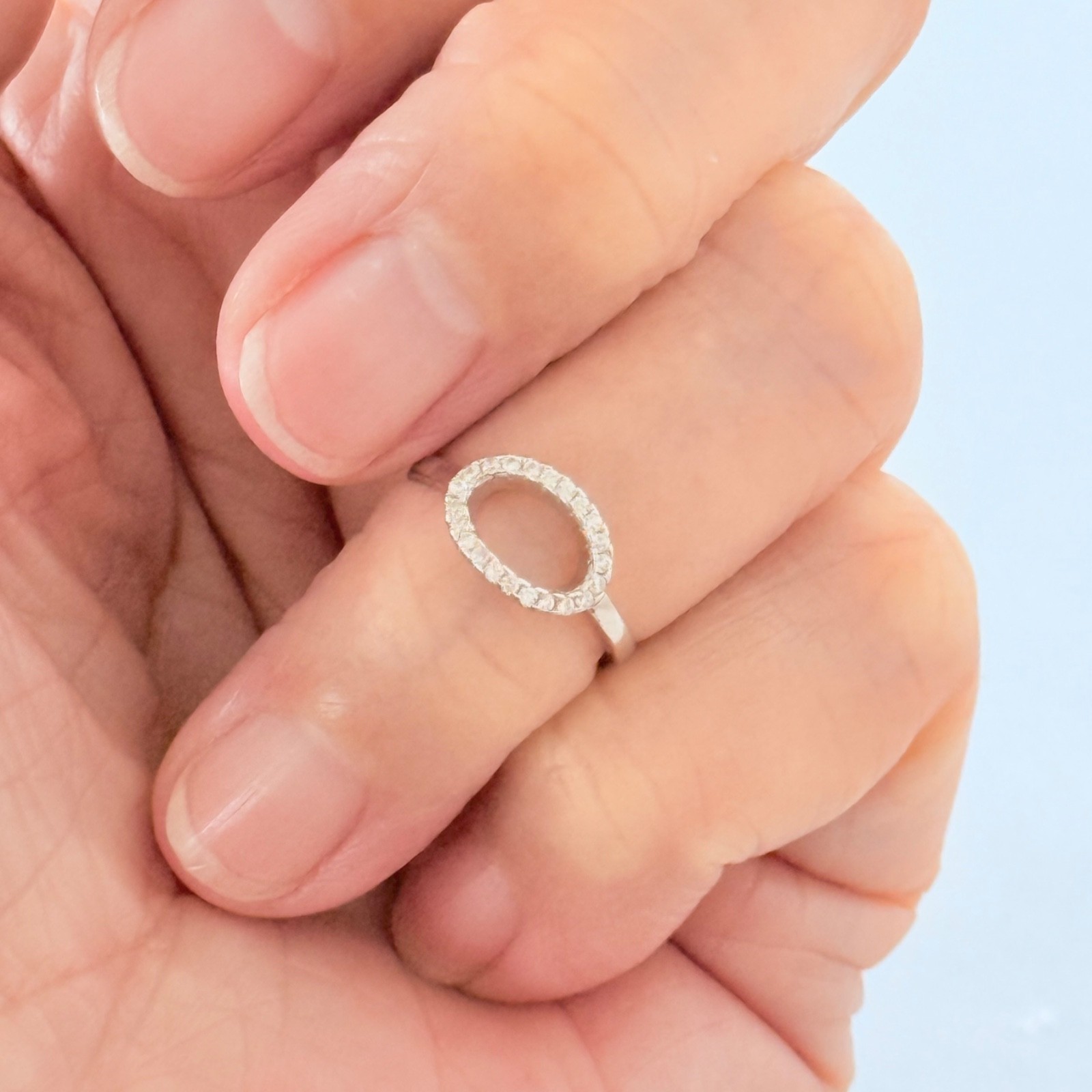 Sterling Silver Open Circle Toe Ring With Clear CZ, Toe Ring, Silver Rings