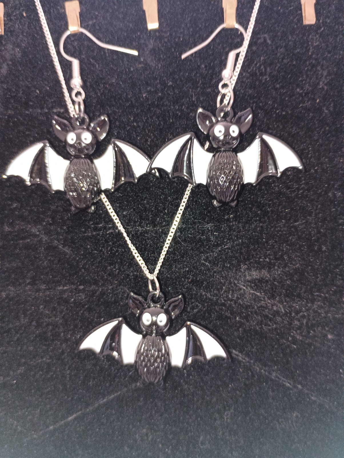 Halloween Bat Necklace And Earring Jewelry Set