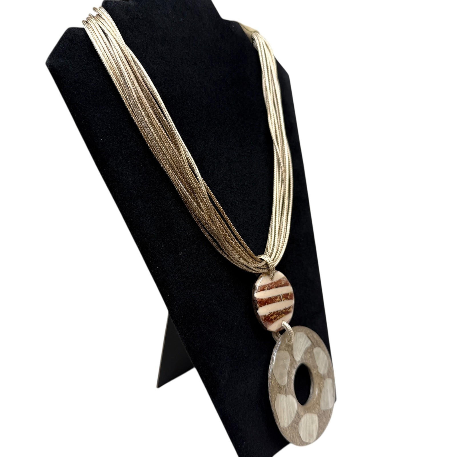 Alisha D Layered Statement Pendant Necklace Chic Gold Tone Rope Jewelry 19 in L