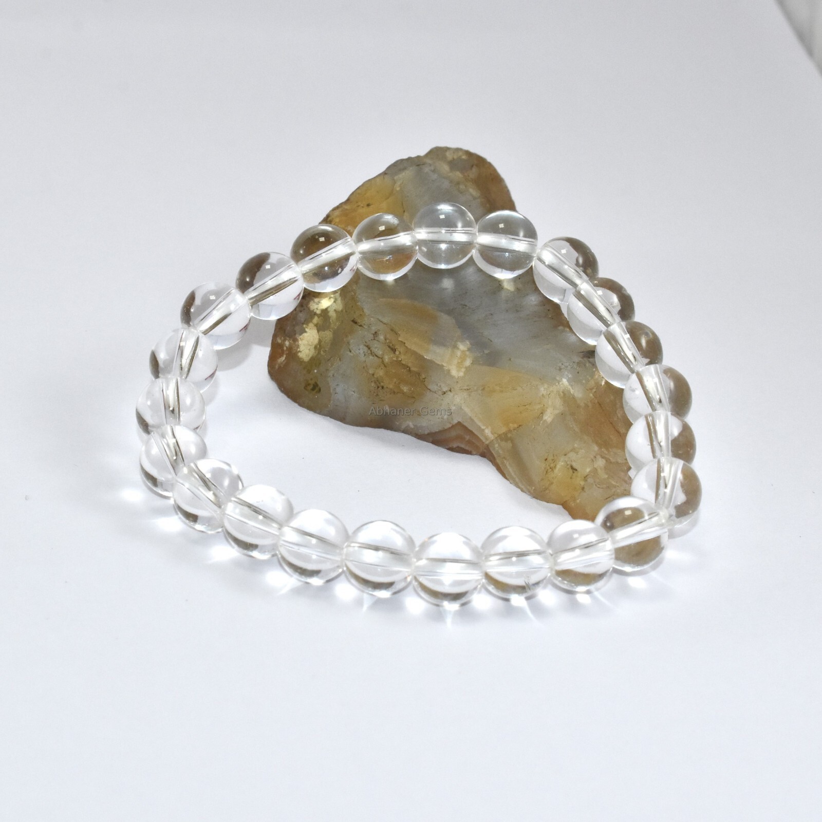 Authentic Clear Quartz Crystal Meditation & Yoga Bracelet Smooth Plain Pure Soul