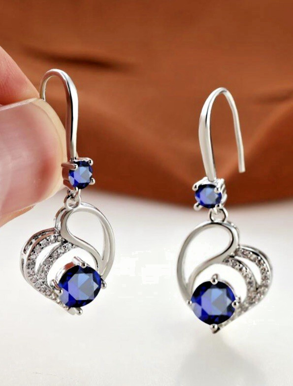 Beautiful Heart Hook Purple Earrings Made With Swarovski Crystal