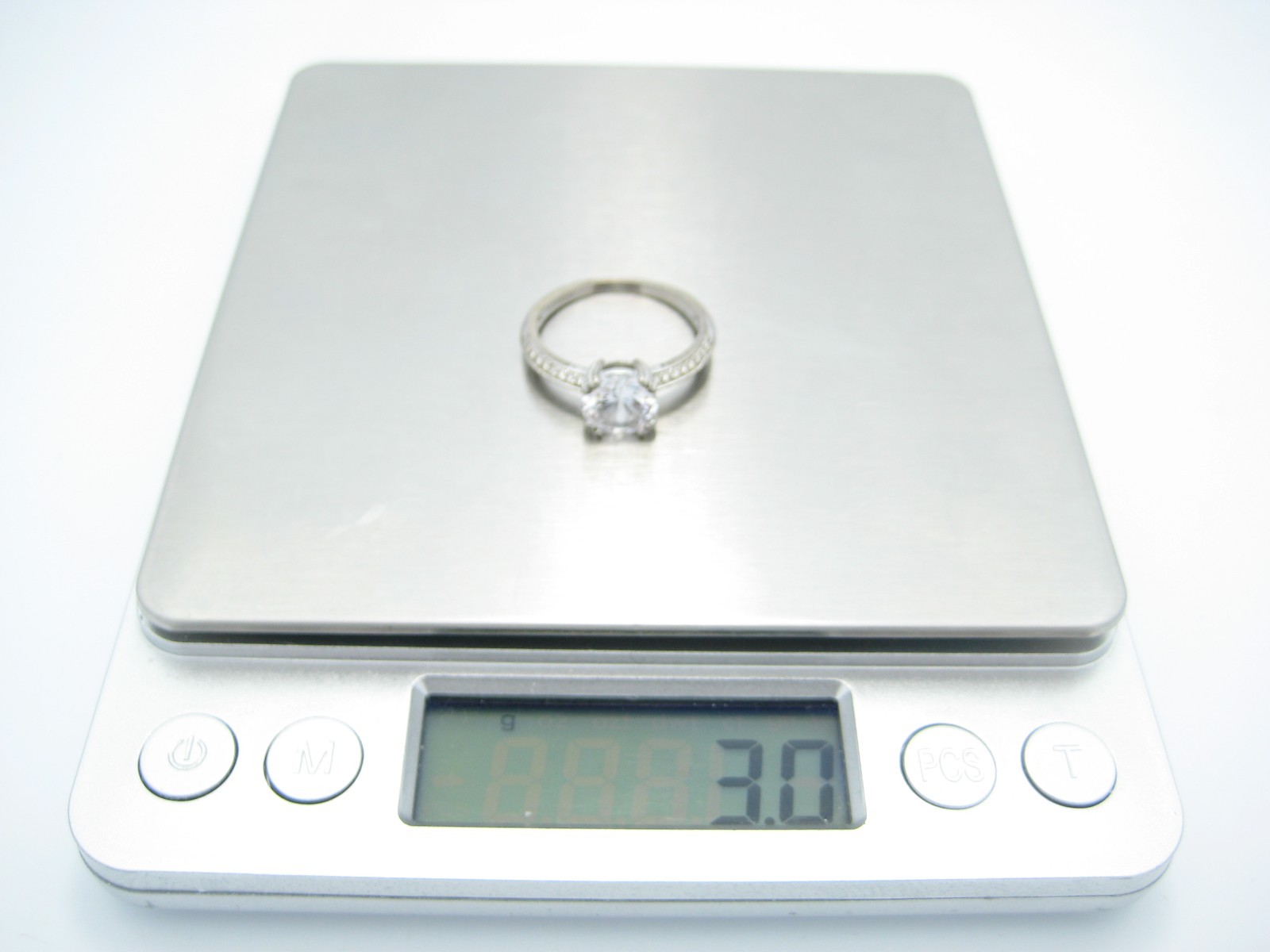 IBB CN Sterling Silver Clear CZ Solitaire 7.8mm Ring Size 8