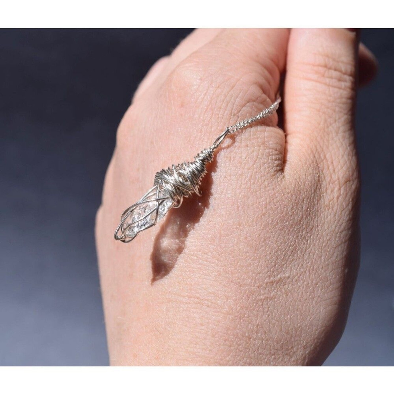 Sterling Silver Raw Diamond Necklace, Rough Diamond Necklace, Uncut Diamond Neck