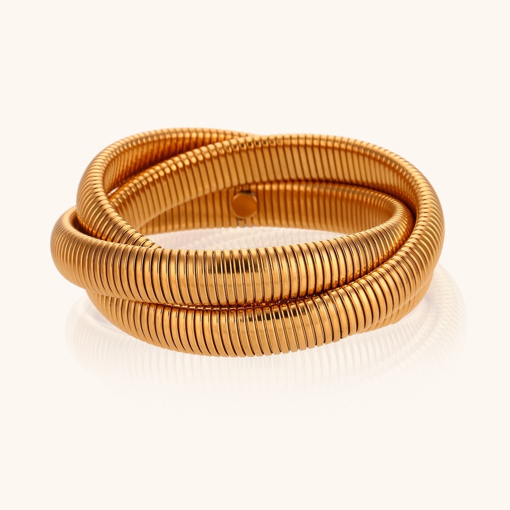 Three-Layer Winding Elastic Chain Gold/Silver Color Stainless Steel Bracelet