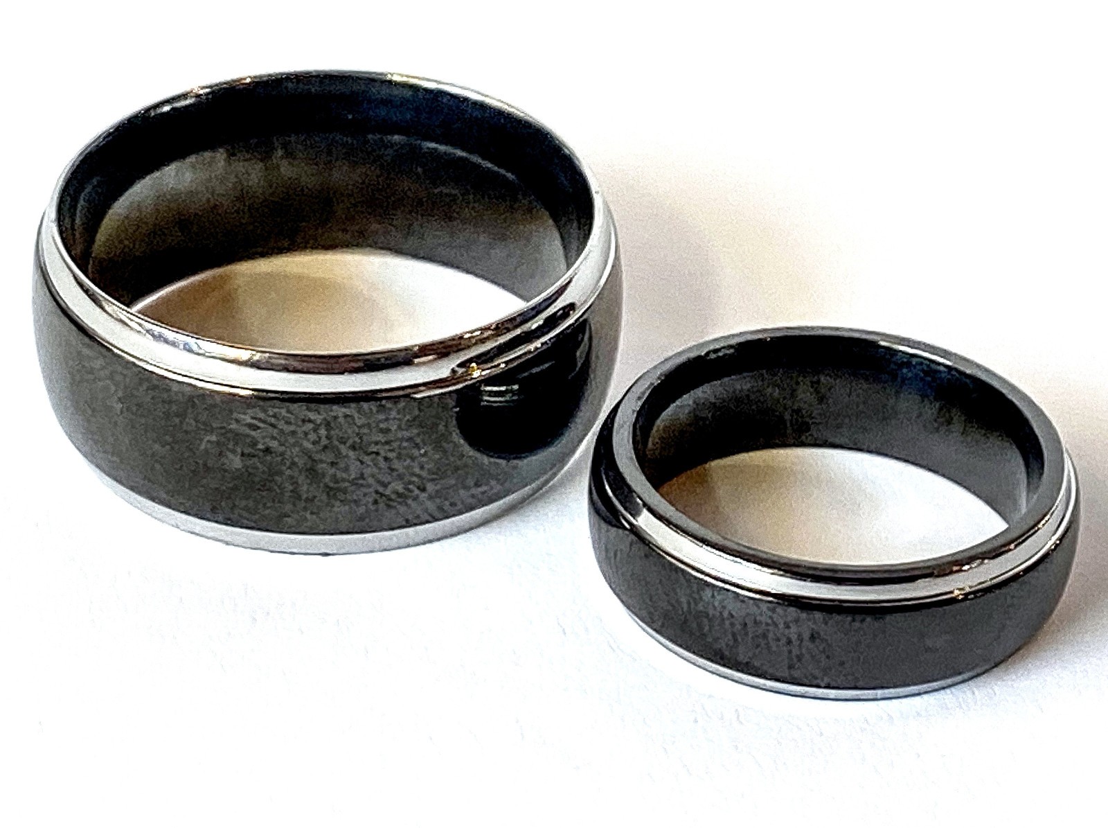 Solid Titanium Black IP Center Dome Ring Band Size 5,6,7,8,9,10,11,12,13 (f144)