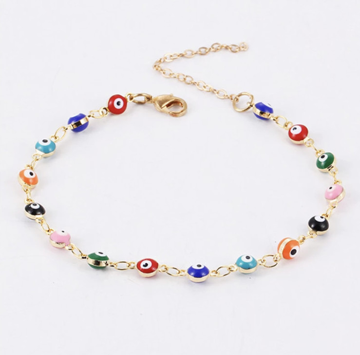 Women’s Fashion Anklet Gold Plated Evil Eye Ankle Bracelet Foot Jewelry 77-2