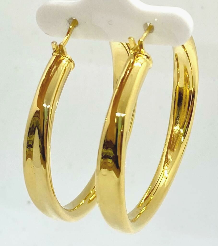 QVC Steel by Design Stainless Steel Round Hoop Earrings Goldrtone