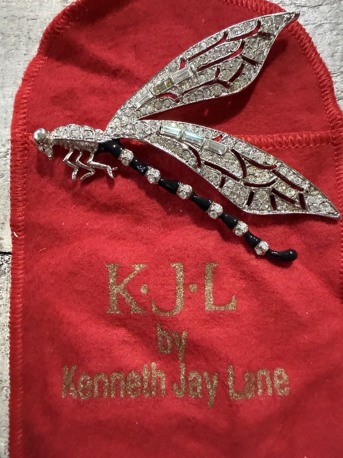 Vintage Kenneth Jay Lane Finely Detailed Large Statement Dragonfly Brooch #4333